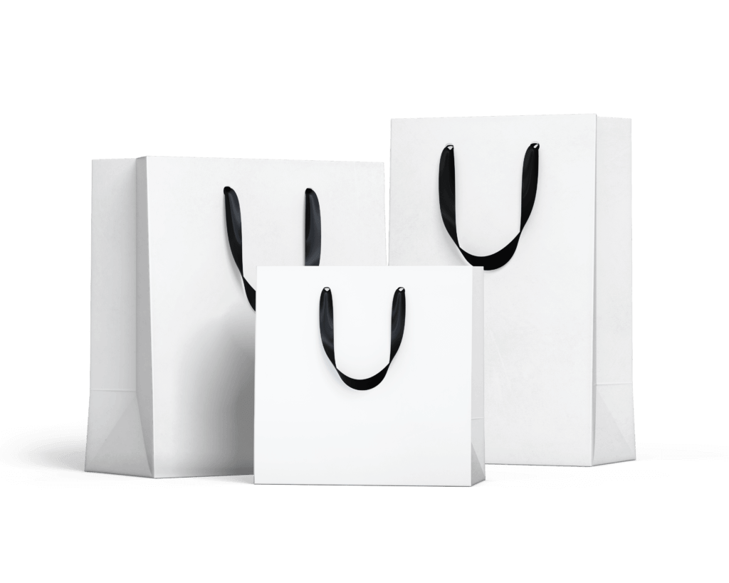 small, medium and large shopping paper bags