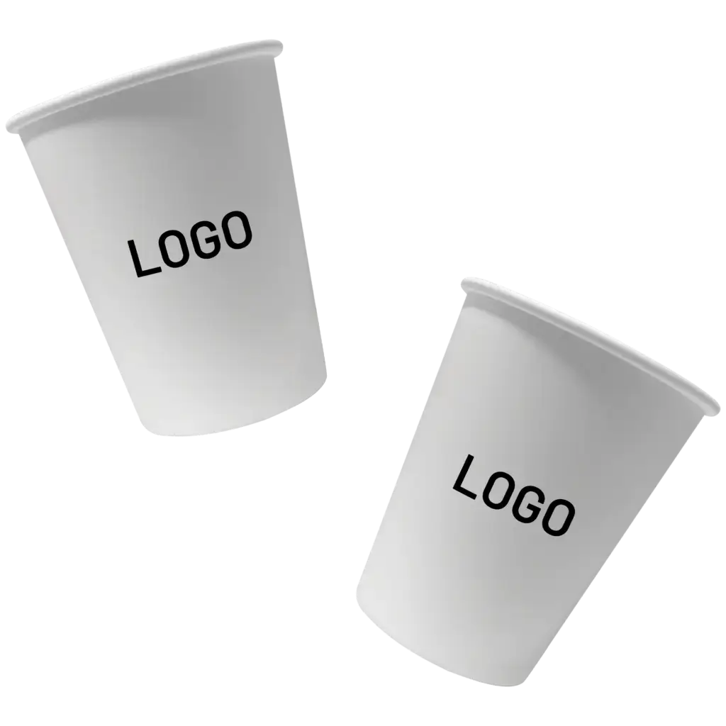 floating paper cups with logo